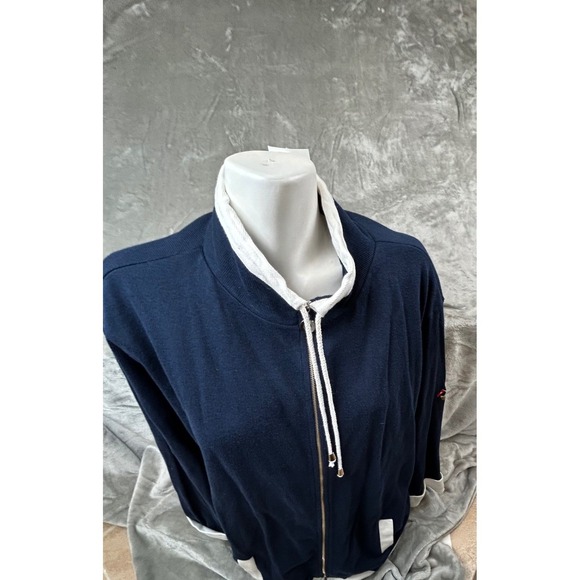 Jason Woman Navy Blue Cotton Zip Up Jacket Nautical Anchor Emblem Size 3X - Picture 2 of 14